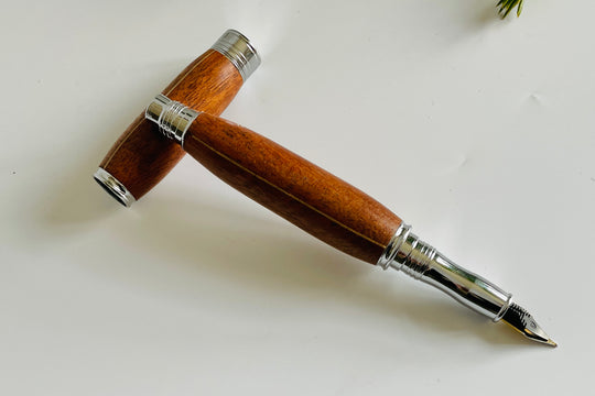 Handcrafted Wood Fountain Pen - Linear Inlay