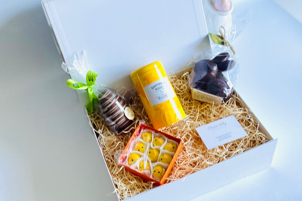 Chocolates, Marzipan Chick and Shortbread Biscuit Gift