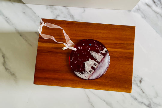Handcrafted Fused Glass Decoration - Cabin in Wood