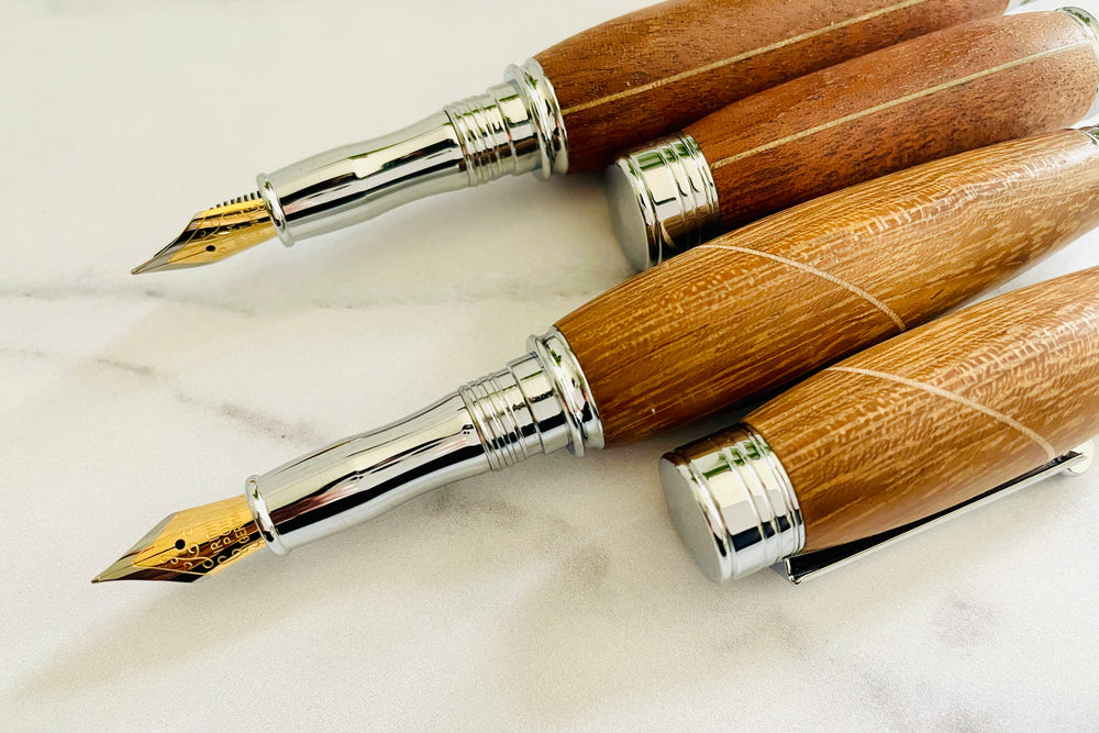 His and Hers Handcrafted Wood Fountain Pens