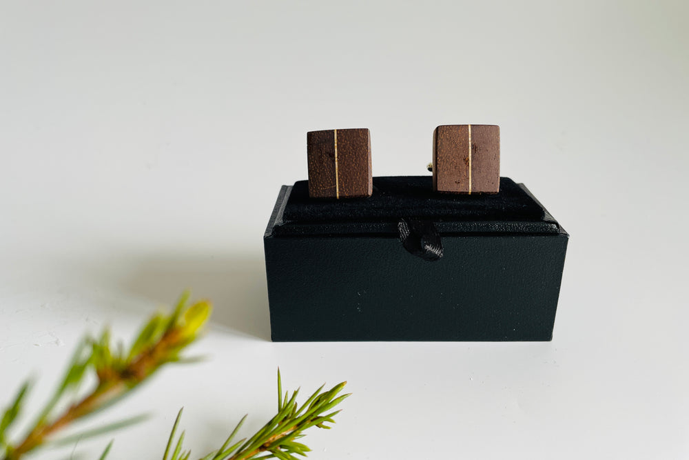 Artisan Hardwood Cufflinks - Vertical Inlay