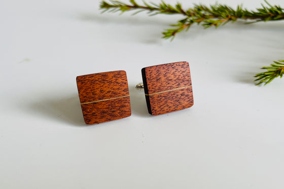 Handcrafted Rescued Hardwood Cufflinks - Horizontal Inlay
