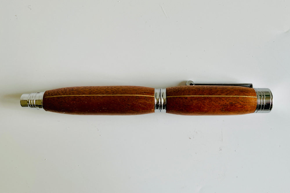 Handcrafted Wood Fountain Pen - Linear Inlay