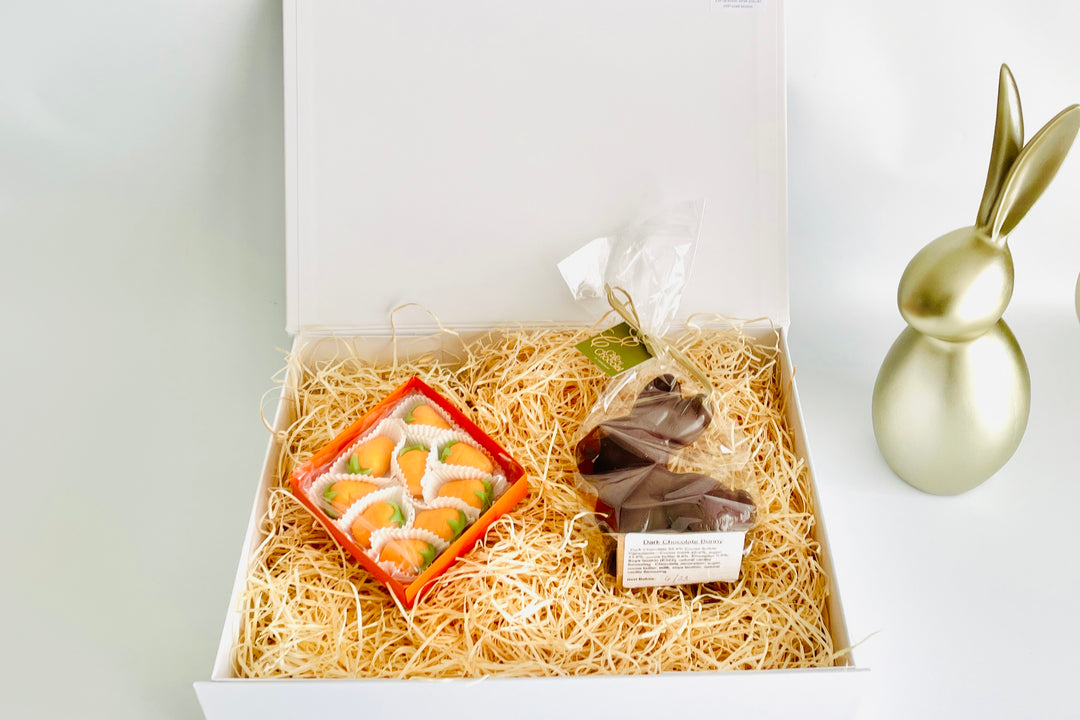 Chocolate Bunny and Marzipan Carrot Gift Set